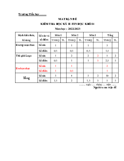 Đề thi học kì 2 môn Tin học lớp 4 năm 2022 - 2023 theo Thông tư 22 | đề 1
