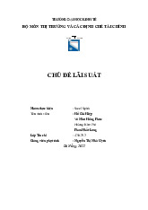 Bài tập nhóm: Chủ đề lãi suất - Môn Thị trường và các định chế tài chính - Đại Học Kinh Tế - Đại học Đà Nẵng