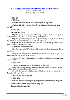 Giáo án KHTN 7 kết nối tri thức bài 26: Một số yếu tố ảnh hưởng đến hô hấp tế bào