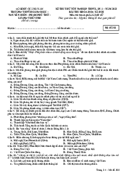 Đề thi thử THPT Quốc gia năm 2023 môn Sử liên trường THPT Quảng Nam