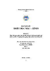 Phân tích quan niệm duy vật biện chứng về mối quan hệ giữa vậtchất và ý thức - Triết học Mác Lenin | Đại học Kinh Tế Quốc Dân