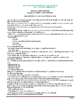Đề cương ôn tập kiểm tra HKII năm 2018-2019 môn sinh học 12 Phần bảy Sinh Thái Học (có đáp án)