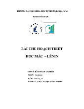 Bài thu hoạch Nguyên Tắc và Ứng Dụng môn Triết học Mác - Lênin | Trường Đại học Khoa học Tự nhiên, Đại học Quốc gia Thành phố Hồ Chí Minh