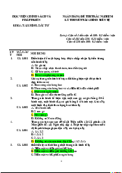 Ngân hàng đề thi trắc nghiệm lý thuyết Tài chính tiền tệ | Học viện Chính sách và Phát triển