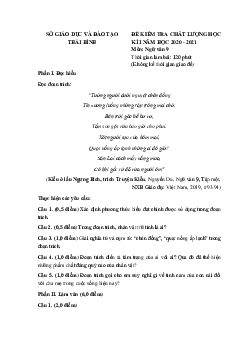 Đề thi học kì 1 Văn 9 Sở GD&ĐT Thái Bình năm 2022 - 2023
