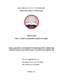 Tiểu luận: "Quyền con người về nhóm quyền chính trị trong pháp luật Việt Nam và pháp luật quốc tế"
