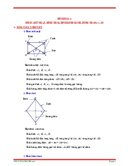 Tóm tắt lý thuyết và bài tập trắc nghiệm hình chữ nhật, hình thoi, hình bình hành, hình thang cân