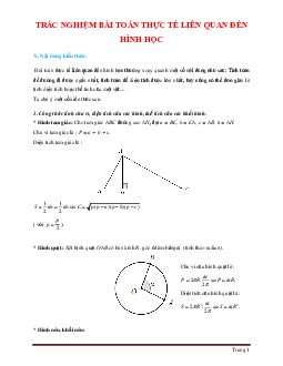 TOP 100 câu trắc nghiệm bài toán thực tế liên quan đến hình học có đáp án