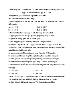 Giải SBT Lịch Sử 12 bài 17: Nước Việt Nam Dân chủ Cộng hòa từ sau ngày 2-9-1945 đến trước ngày 19-12-1946