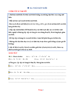 Bài tập toán lớp 7 đa thức một biến ( có lời giải )
