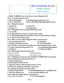 TOP 4 Bộ Đề Ôn Tập Giữa Học Kỳ 1 Tin Học 9 Năm 2022-2023 (Có Lời Giải)