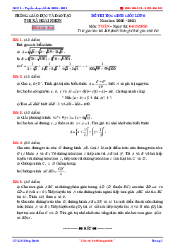 Đề thi học sinh giỏi Toán 9 năm 2020 – 2021 phòng GD&ĐT thị xã Hoài Nhơn – Bình Định