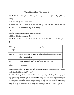 Soạn bài Thực hành tiếng Việt trang 32 - Chân trời sáng tạo