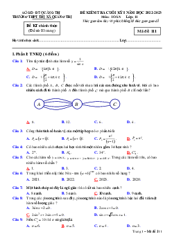 Đề cuối học kỳ 1 Toán 11 năm 2022 – 2023 trường THPT Thị xã Quảng Trị
