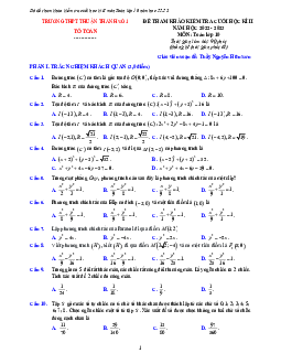 Đề tham khảo cuối kì 2 Toán 10 năm 2022 – 2023 THPT Thuận Thành 1 – Bắc Ninh