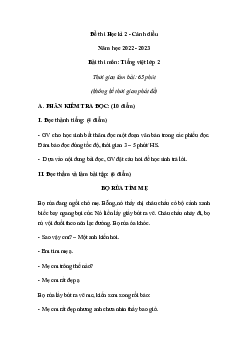 Đề thi học kì 2 môn Tiếng Việt 2 năm 2022 - 2023 sách Cánh diều Đề 4
