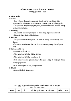 Đề cương ôn tập học kì 2 môn Toán lớp 5