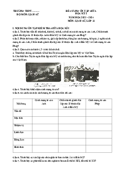 Đề cương ôn tập giữa học kì 1 môn Lịch sử 11 sách Kết nối tri thức với cuộc sống