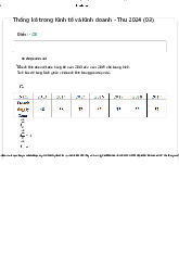 Trắc nghiệm - Thống kê doanh thu và chỉ số phát triển trong Kinh tế môn Thống kê trong kinh tế và kinh doanh | Trường Đại học Kinh Tế Quốc Dân