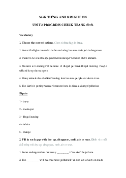 Tiếng Anh 8 Unit 3 Progress check trang 50 51