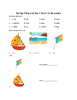 Bài tập Tiếng Anh lớp 2 Unit 3 At the seaside | Global Success