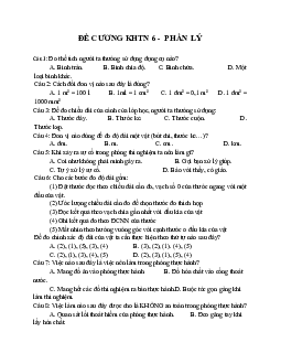 Đề cương ôn tập giữa học kì 2 môn Khoa học tự nhiên 6 sách Cánh diều