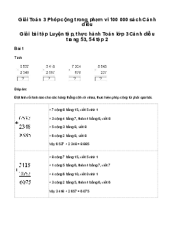 Phép cộng trong phạm vi 100 000: Giải bài tập Luyện tập, thực hành Toán lớp 3 Cánh diều trang 53, 54 tập 2