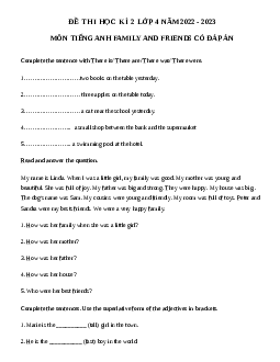 Đề thi tiếng Anh lớp 4 học kì 2 Family and Friends số 1
