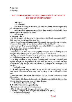 Giáo án Lịch Sử 8 kết nối tri thức bài 19 phong trào yêu nước chống Pháp ở Việt Nam từ đầu thế kỷ XX đến năm 1917