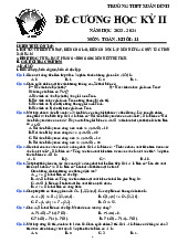 Đề cương học kỳ 2 Toán 11 năm 2023 – 2024 trường THPT Xuân Đỉnh – Hà Nội