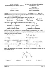 Đề giữa học kỳ 1 Toán 10 năm 2025 – 2026 trường THPT Quang Trung – Hà Nội