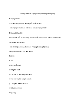 Giải Tin học 6 Bài 3: Mạng có dây và mạng không dây | Cánh diều