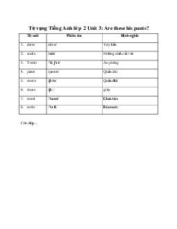 Từ vựng Unit 3: Are these his pants? | Tiếng anh 2 Family and Friends
