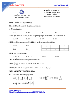 Đề kiểm tra học kỳ 1 Toán 7 năm học 2018 – 2019 trường Lương Thế Vinh – Hà Nội