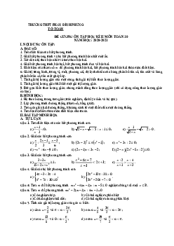Đề cương HK2 Toán 10 năm 2020 – 2021 trường Phan Đình Phùng – Quảng Bình