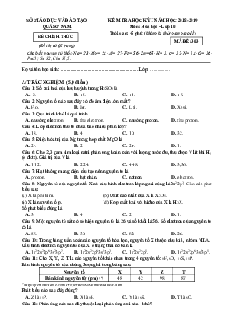 Đề thi học Kỳ 1 Môn Hóa 10 Quảng Nam 2018-2019 ( Có đáp án)