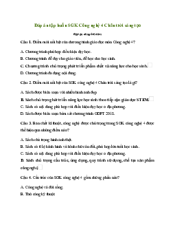 Đáp án trắc nghiệm tập huấn môn Công nghệ lớp 4 | Chân trời sáng tạo