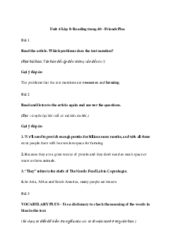 Giải Tiếng Anh 8 Unit 4: Reading | Friends Plus