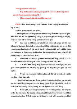 Phân tích định nghĩa vật chất của Lênin và ý nghĩa của định nghĩa này?