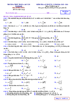 Đề cuối kỳ 2 Toán 11 năm 2023 – 2024 trường THPT Trần Cao Vân – Gia Lai