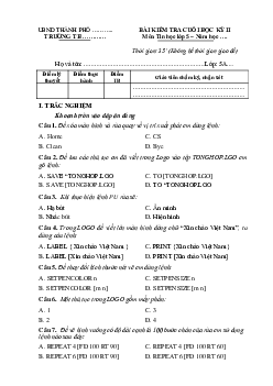 Đề thi môn Tin học lớp 5 cuối kì 2 năm 2024