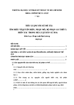 Tiểu luận cuối kỳ môn Pháp luật đại cương đề tài "Tìm hiểu về quyền hiến, nhận mô, bộ phận cơ thể và hiến xác trong Bộ luật Dân sự 2015"