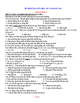 Đề kiểm tra giữa kì 1 môn Công Dân 6 năm 2022-2023 (có đáp án)-Đề 9