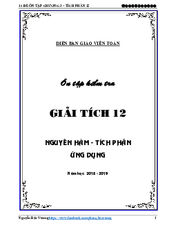 Bộ đề trắc nghiệm ôn tập kiểm tra Giải tích 12 chương 3 có đáp án