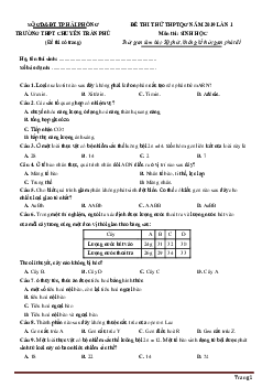 TOP 5 đề thi thử THPTQG năm 2019 lần 1 môn sinh học sở GD Hải Phòng Trường THPT Chuyên Trần Phú (có đáp án)