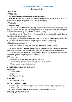 Giáo án KHTN 8 Kết nối tri thức bài 26 Năng lượng nhiệt và nội năng