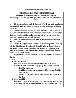 Nội dung ôn tập trắc nghiệm đúng sai