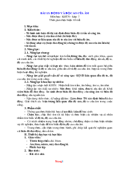 Giáo án KHTN 7 kết nối tri thức bài 13: Độ to và độ cao của âm