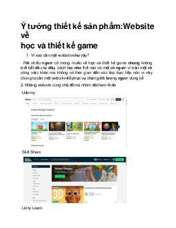 Ý tưởng thiết kế sản phẩm:Website về học và thiết kế game | Học viện Nông nghiệp Việt Nam