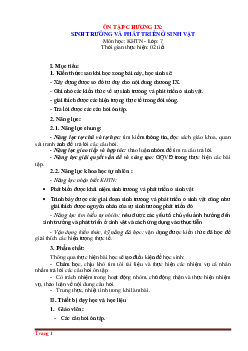 Giáo án KHTN 7 kết nối tri thức ôn chương 9: Sinh trưởng và phát triển ở sinh vật